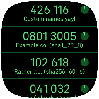 Token list with green color scheme