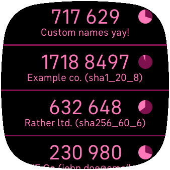 Token list with pink color scheme