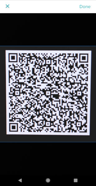 Screenshot of the QR code import